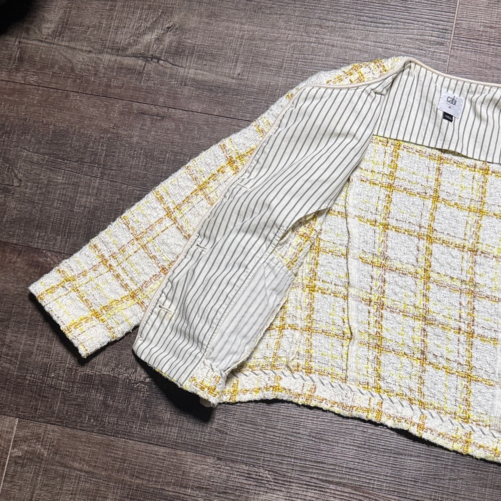 CAbi Women's Yellow and White Plaid Blazer - Picture 6 of 12